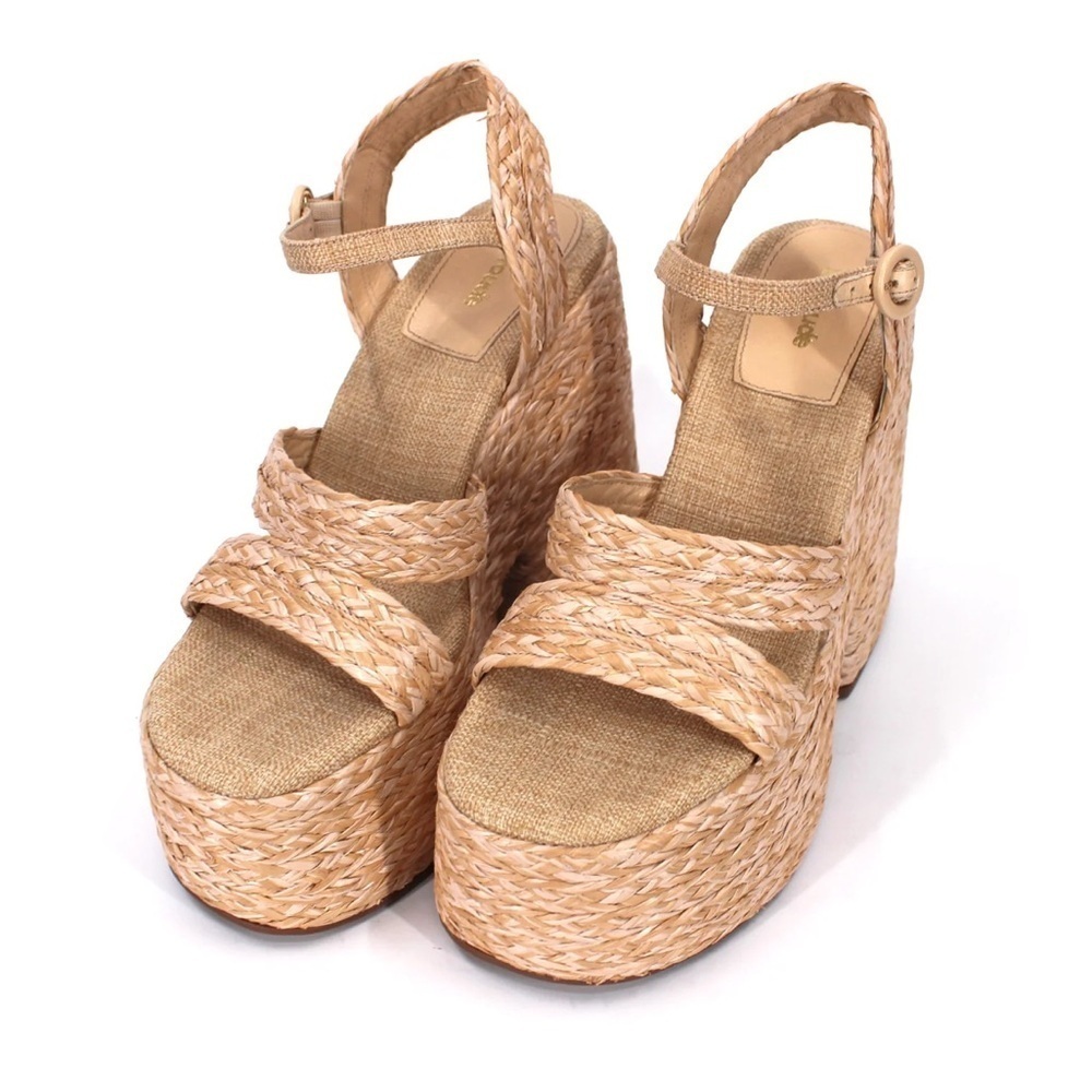 NWT Larroude Tan Woven Platform Sandals size 9
